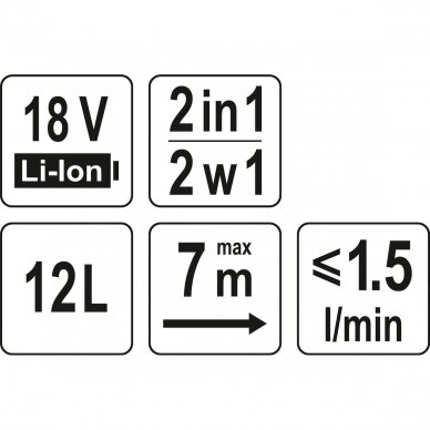 Purkštuvas akumuliatorinis 2 viename 18V., be akumuliatoriaus 11