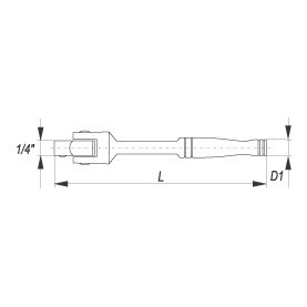 Rankena galvutėms vartoma 1/4", 140 mm 1