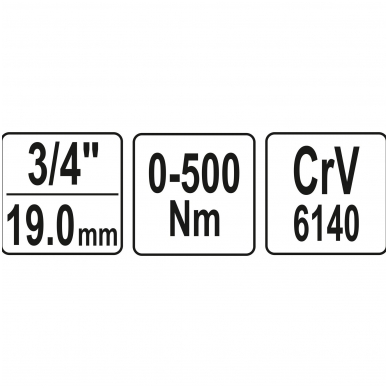 Raktas dinamometrinis švytuoklinis 3/4", 0-500 Nm 2