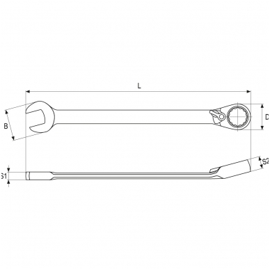 Raktas su terkšle reversinis 10mm. 1