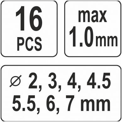 Replės skylių darymui metale - 7 dydžiai - 16 vnt. 3