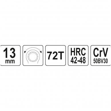 Reversinis raktas, kilpinis, lenktas su terkšle 13 mm 4