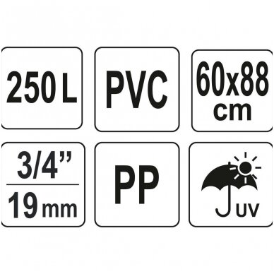 Rezervuaras lietaus vandeniui rinkti PVC 250 litrų 6