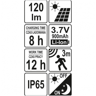 Saulės baterijos šviestuvas su judesio davikliu 16 SMD LED 5