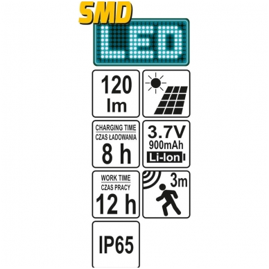 Saulės baterijos šviestuvas su judesio davikliu 6 SMD LED 4