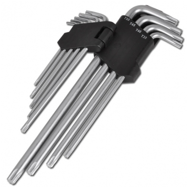 Šešiakampių raktų komplektas TORX 9vnt, CR-V,T10-50 3