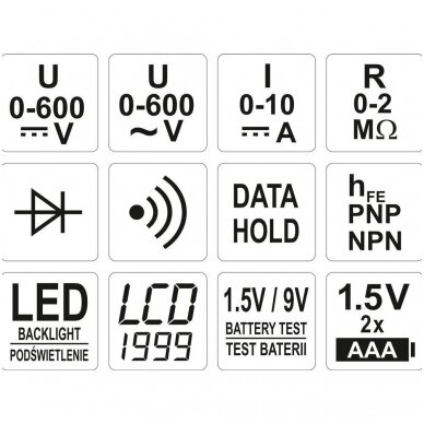 Skaitmeninis daugiafunkcinis testeris 0-600V 3