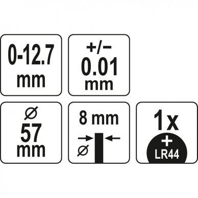 Skaitmeninis indikatorius 0 - 12.7mm. 3