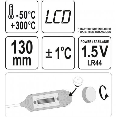 Skaitmeninis termometras su nerūdijančio plieno jutikliu 3