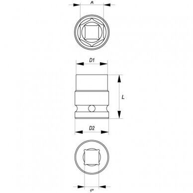 Smūginė galvutė šešiakampė (1") 24mm. 1