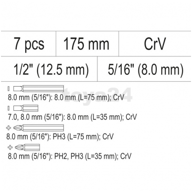 Smūginis atsuktuvas 7vnt, CRV 5