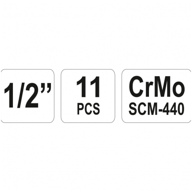 Smūginių ilgų galvučių rinkinys 1/2", 10-24 mm, 11vnt 5