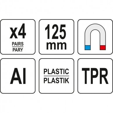 Spaustivų lūpų apsaugų rinkinys aliuminis 125mm. 3