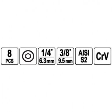 Sraigtiniai ištraukikliai pažeistam hex 6.3mm. (1/4") 10mm. (3/8") 3 - 10mm. 8vnt. 3