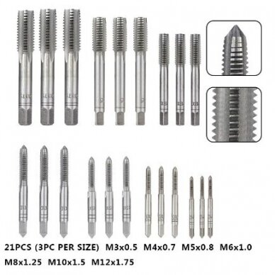 Sriegiklių ir sriegpjovių rinkinys  M3-M12  32 vnt. 6