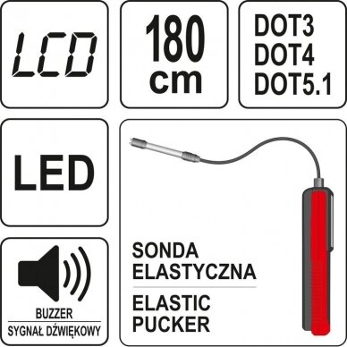 Stabdžių skysčio testeris LCD ekranas lankstus zondas 6 led. 4