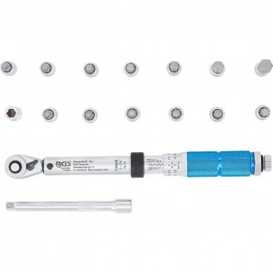 Sukimo momento veržliarakčio rinkinys dinamometras 6.3mm. (1/4") 3-24Nm. 16vnt. 3