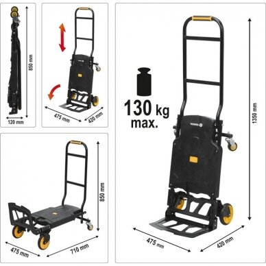 Sulankstomas transportavimo vežimėlis 2 viename, keliamoji galia 130kg. 3