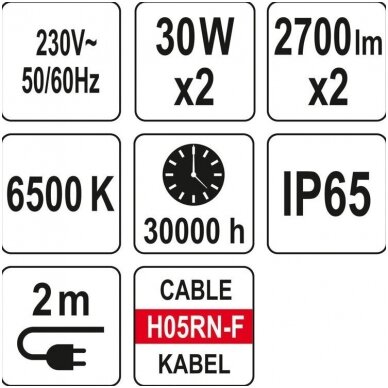 Šviesos diodų lempa - prožektorius su stovu SMD LED 2 x 30W 5400 LM 6