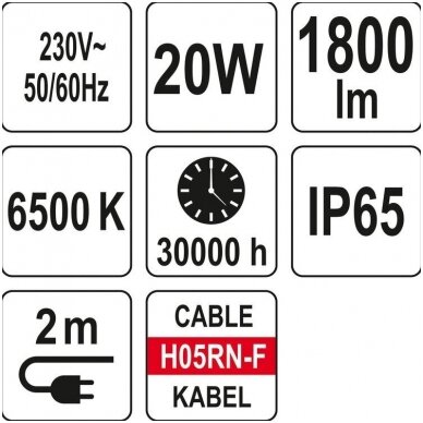 Šviesos diodų lempa - prožektorius su stovu SMD LED 20W 1800 LM 5