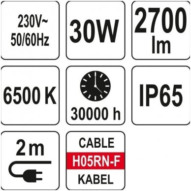 Šviesos diodų lempa - prožektorius su stovu SMD LED 30W 2700 LM 5