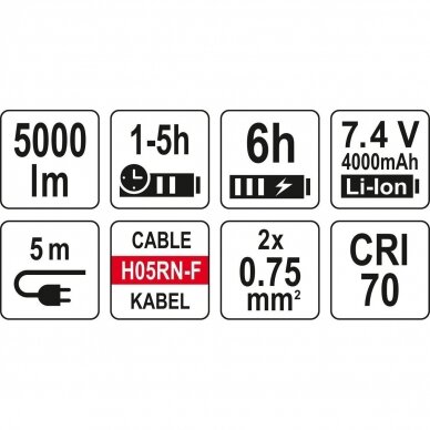 Šviesos diodų lempos / prožektoriai akumulatorinė LI-ION su trikoju 5000lm. 6