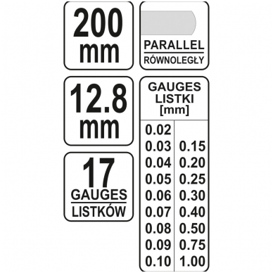 Tarpumačiai pailginti 200mm, 17 lapelių, 0,02-1 mm 2