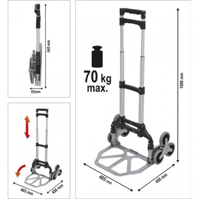 Transportavimo vežimėlis laiptais, keliamoji galia 70kg. 2