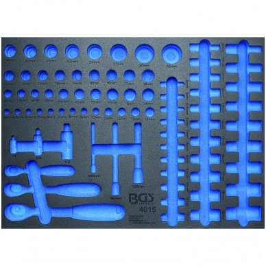 Tuščias padėklas į spintelę 1/4"+3/8"+1/2" galvutėms ir rankenoms