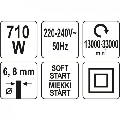 Universali frezavimo mašinėlė 6mm. 8mm. 710W 5