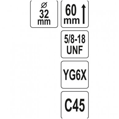 Universali gręžimo karūna TCT 5/8"-18UNF 32mm. 2