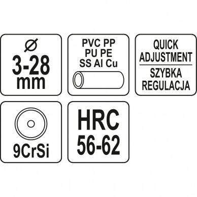 Vamzdelių pjoviklis,  mini Ø 3 - 28mm. 2