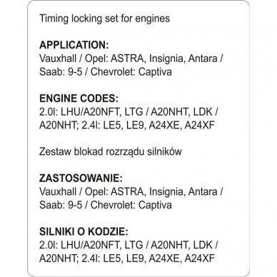 Variklio fiksavimo įrankių rinkinys Opel / Saab / Chevrolet 2