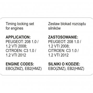 Variklio fiksavimo įrankių rinkinys Peugeot/Citroen, benzinas 1,0 - 1,2 VTi 3