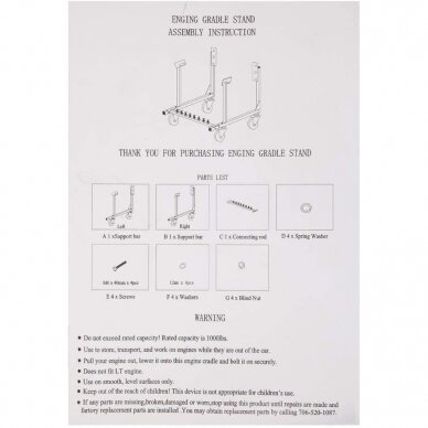 Variklio lopšys su ratukais 450kg. (1000 Lbs) 7