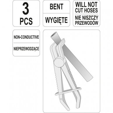 Žarnų užspaudimo replės lenktos, 90° kampas 155-220mm. 3vnt. 3