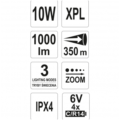 Žibintuvėlis XP-L CREE 10W, 254X46MM 3