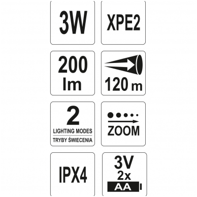 Žibintuvėlis XPE2 CREE 3W, 160X29MM 3