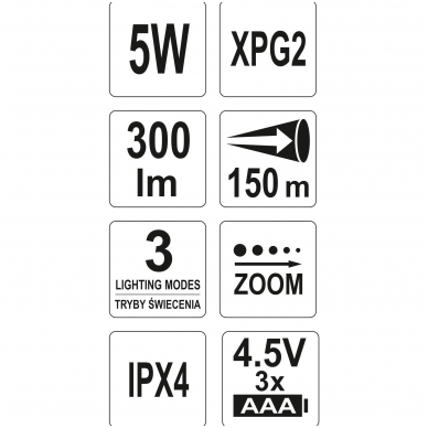 Žibintuvėlis XPG2 CREE 5W, 126X34MM 3