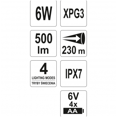 Žibintuvėlis XPG3 CREE 6W, 172X41MM 3