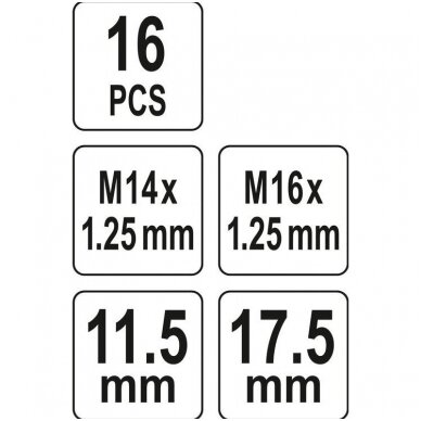 Žvakės sriegio lizdo remonto rinkinys M14 x 1,25mm. 16vnt. 2